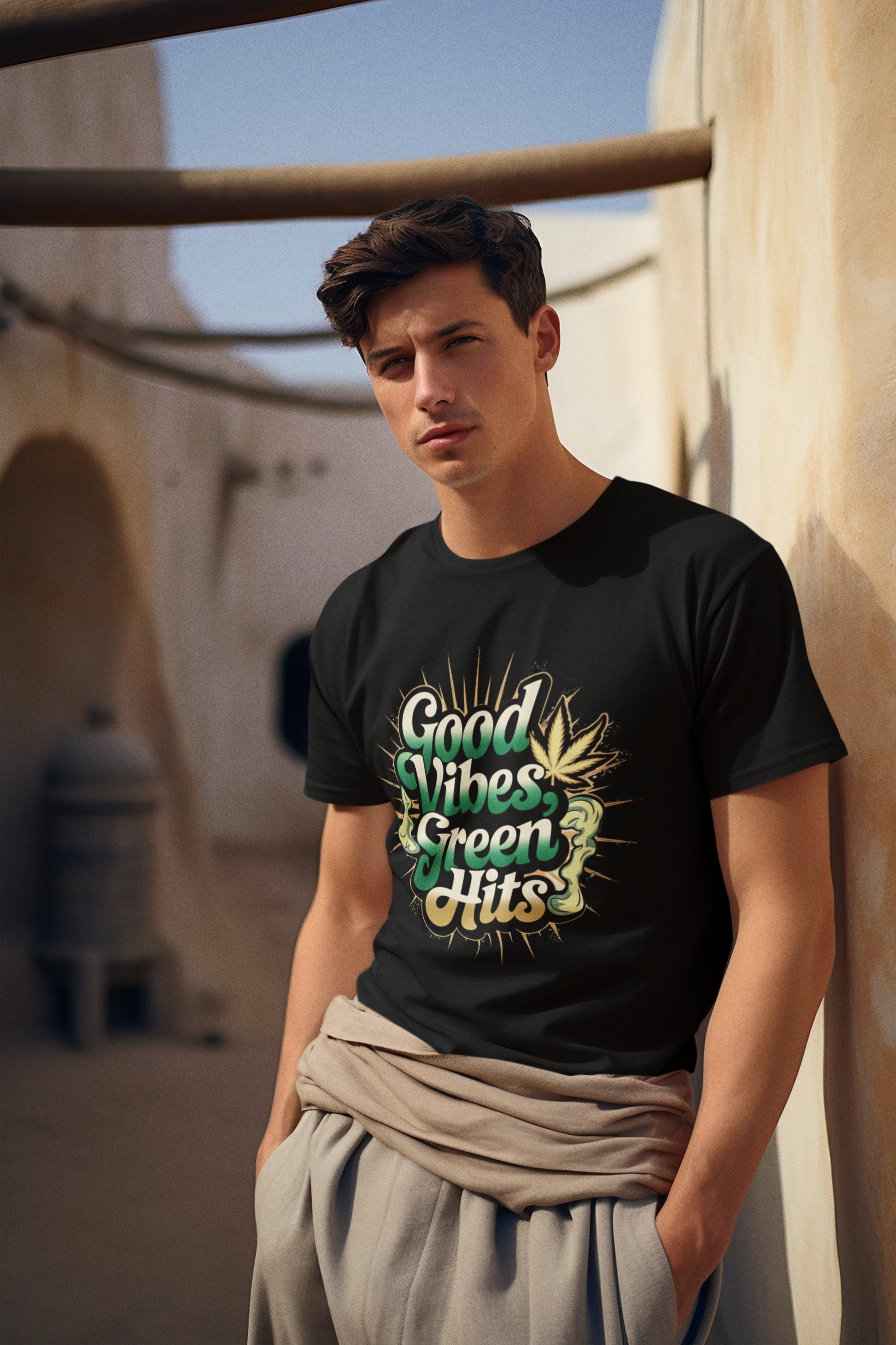 Good Vibes Green Hits- Casual Graphic T-Shirt for Adventurers