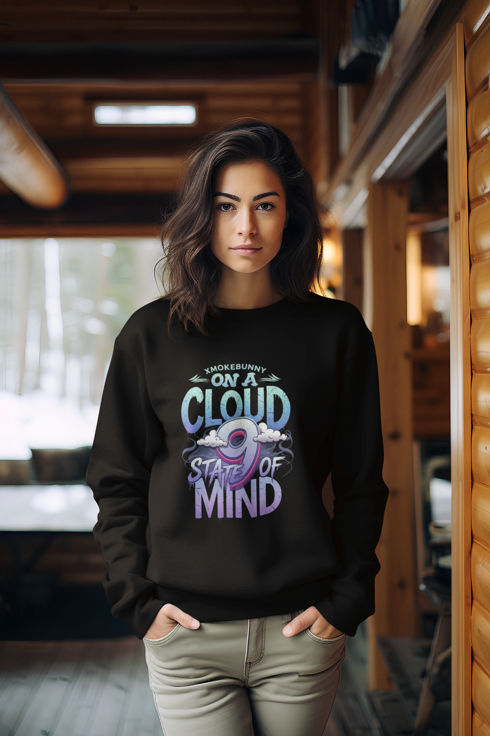 On A Cloud 9, State Of Mind- Casual Graphic Sweatshirt for Adventurers