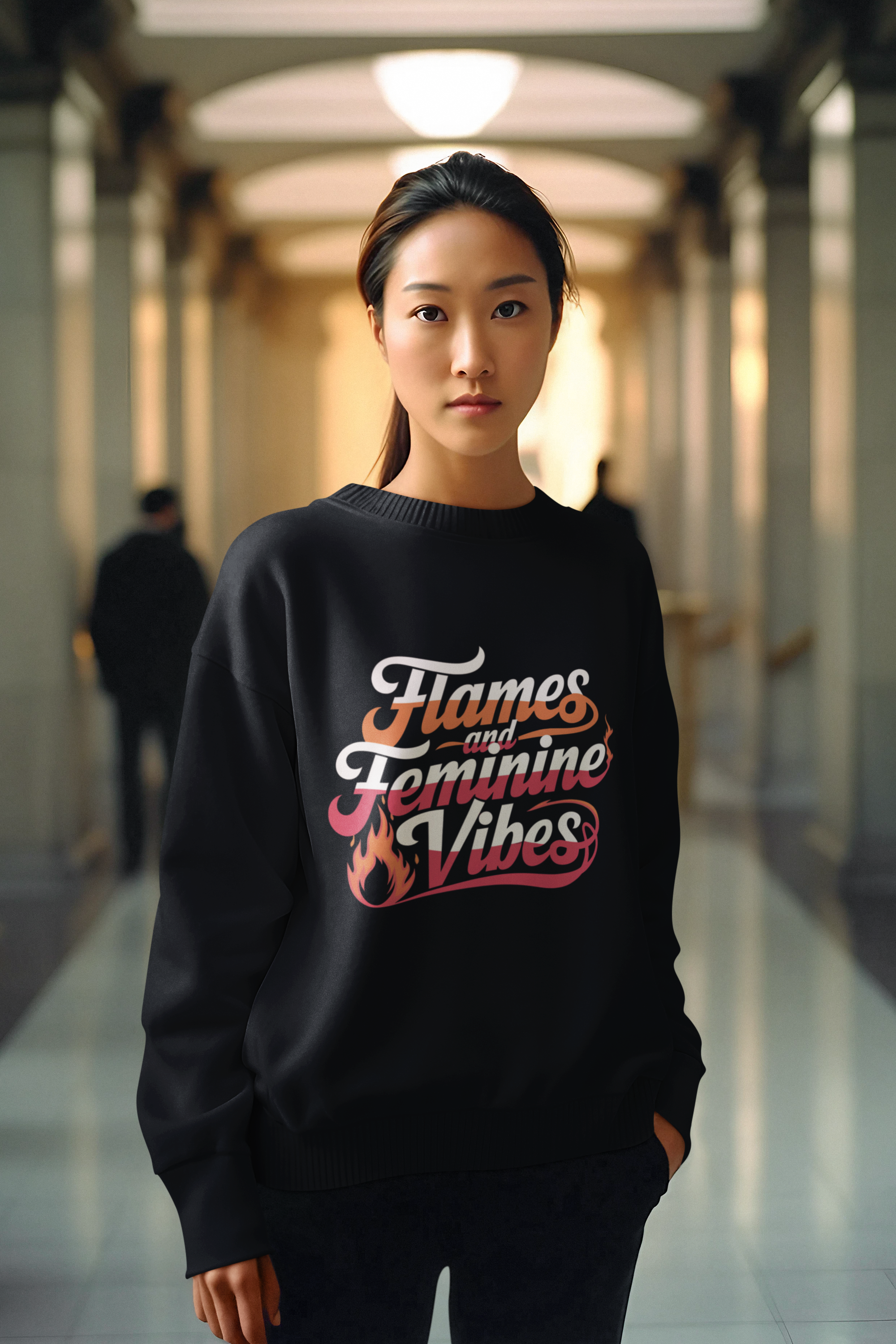 Flames And Feminine Vibes- Casual Graphic Sweatshirt for Adventurers