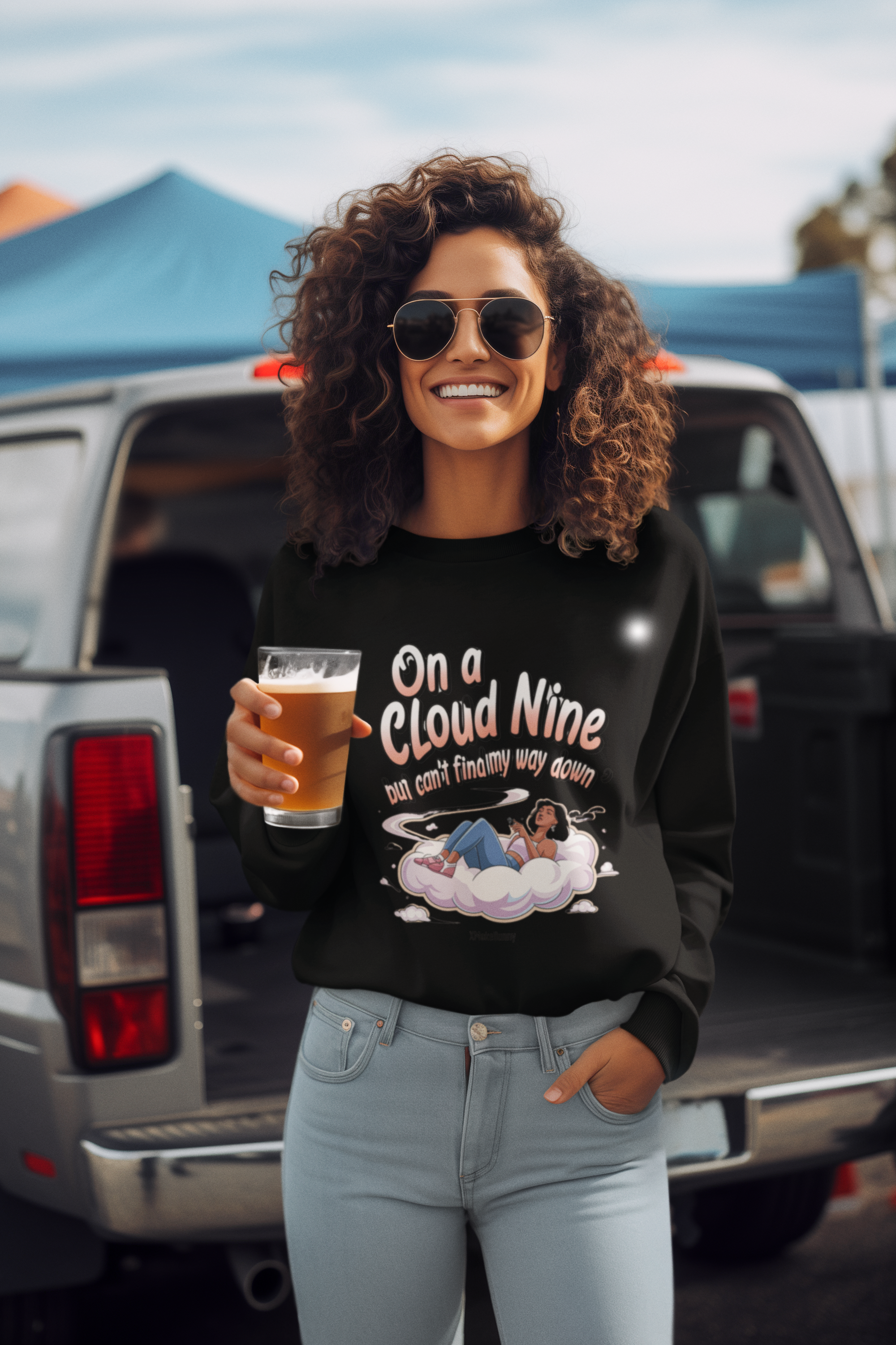 On A Cloud 9- Casual Graphic Sweatshirt for Adventurers