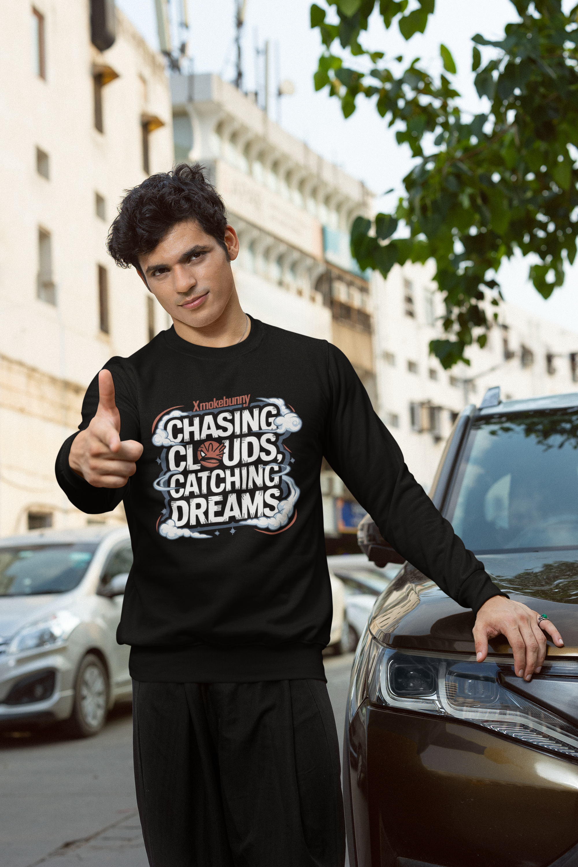 Chasing Clouds And Catching Dreams- Casual Graphic Sweatshirt for Adventurers