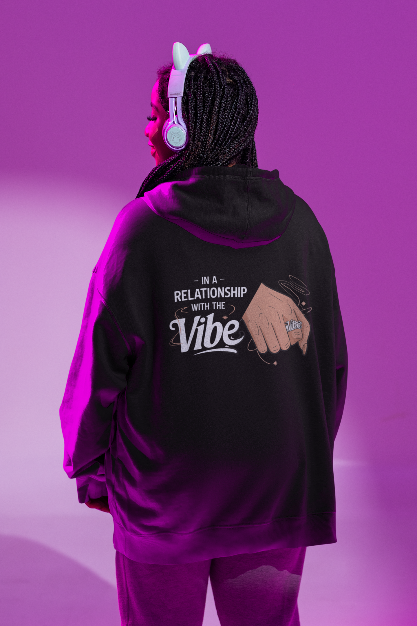 In A Relationship With The Vibe- Casual Graphic Hoodies for Adventurers