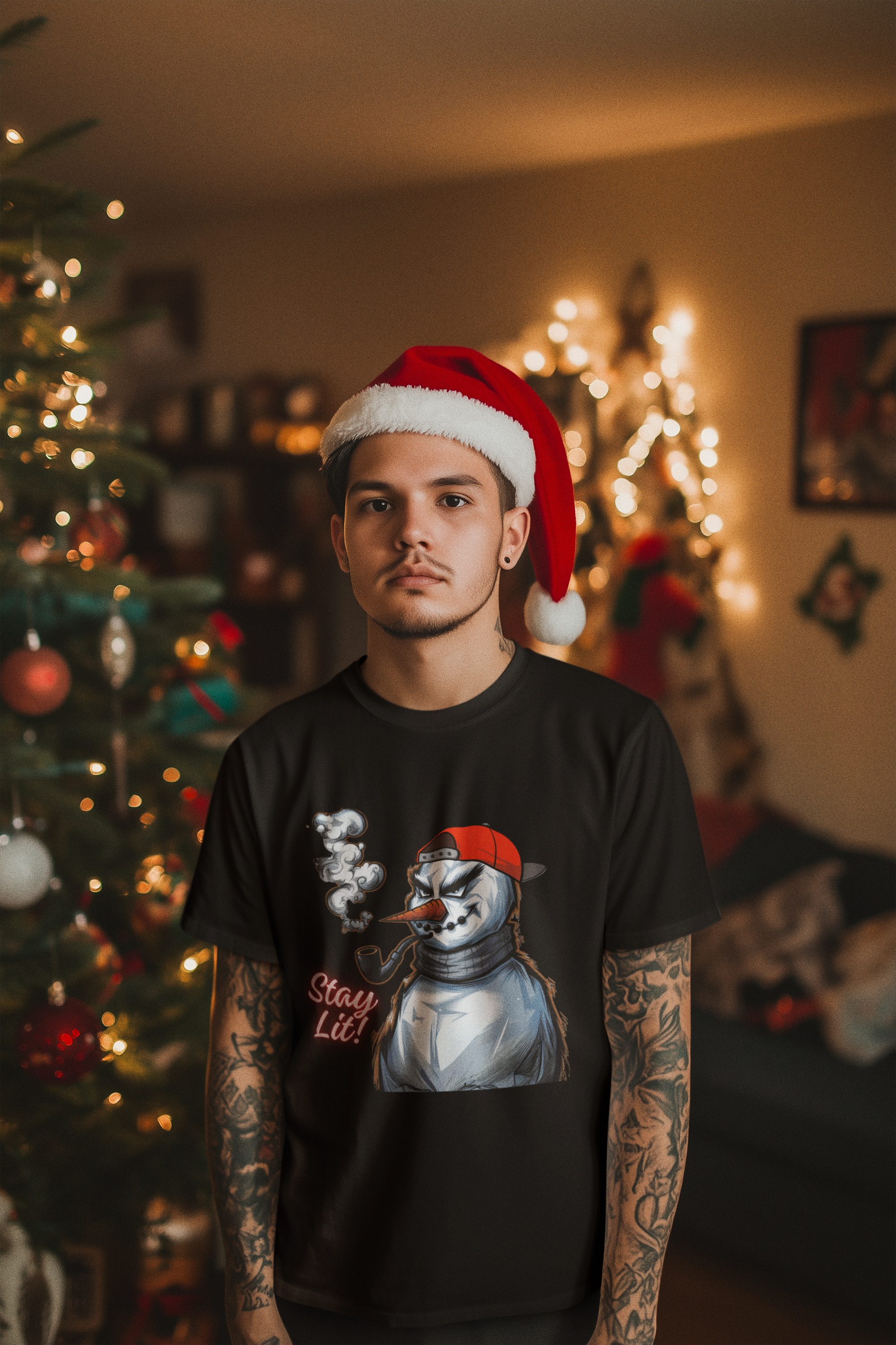 Stay Lit! Christmas Crewneck T- Shirt