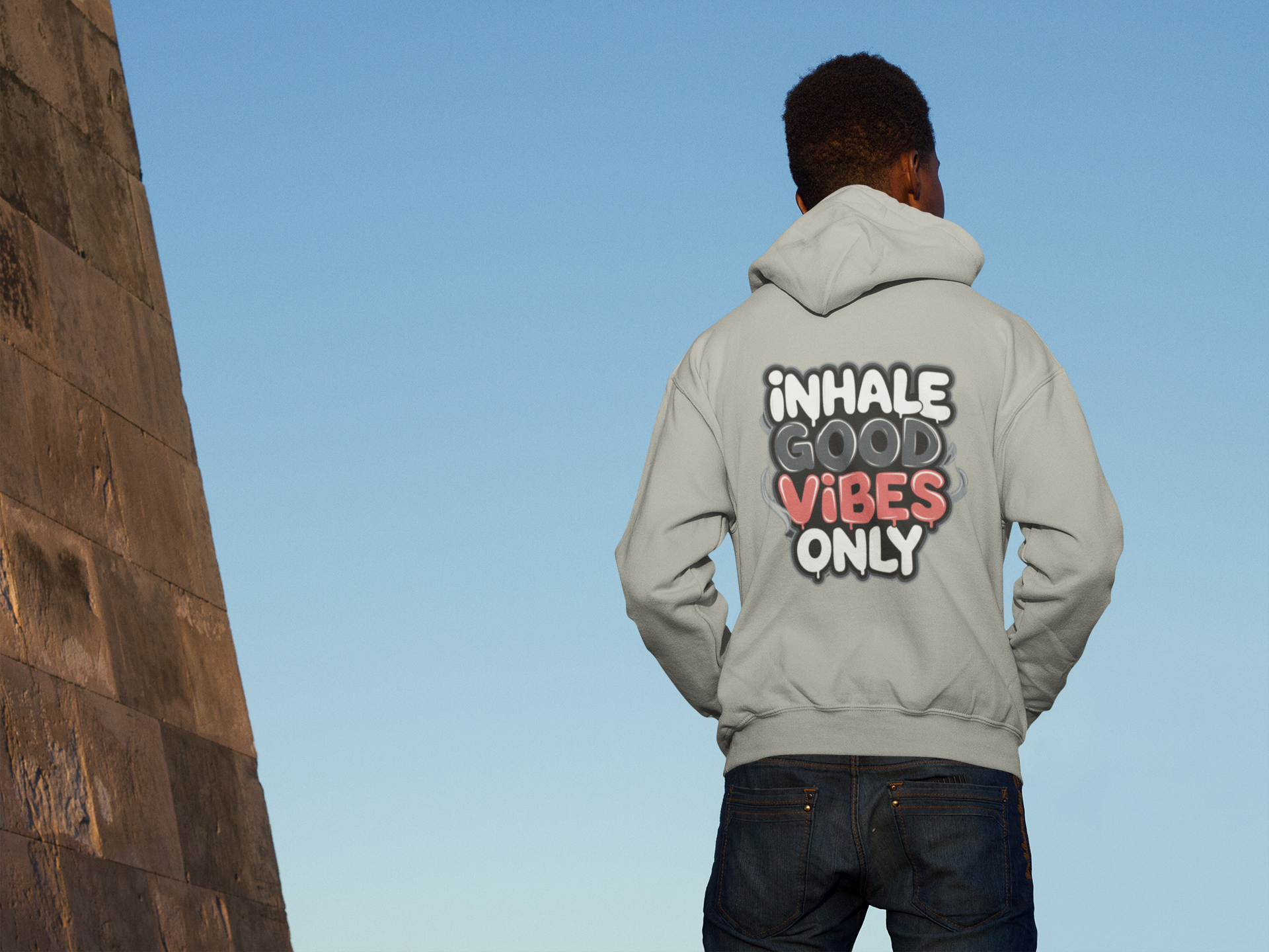 Inhale Good Vibes Only' Design - New Year Crewneck Hoodie