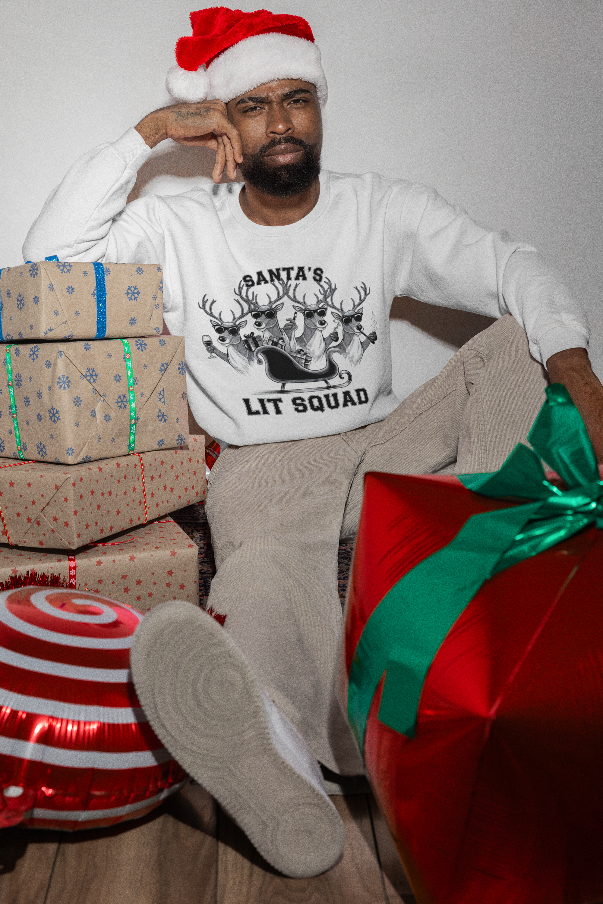 Santa's Lit Squad! Christmas Crewneck Sweatshirt