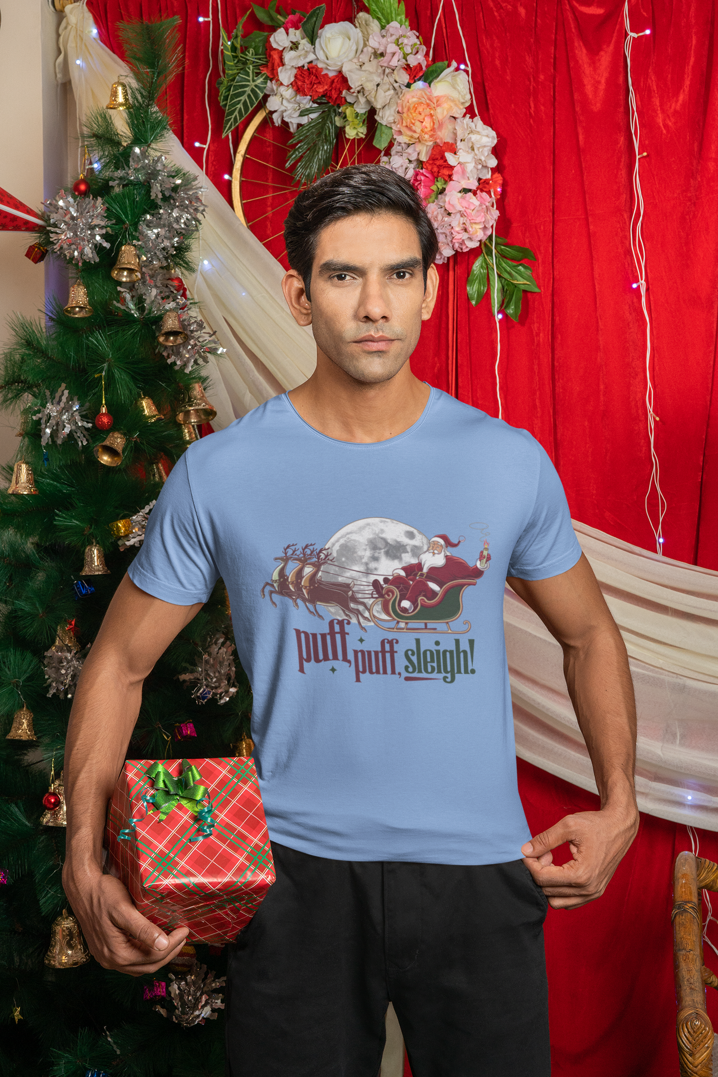 Puff Puff Sleigh! Christmas Crewneck T- Shirt