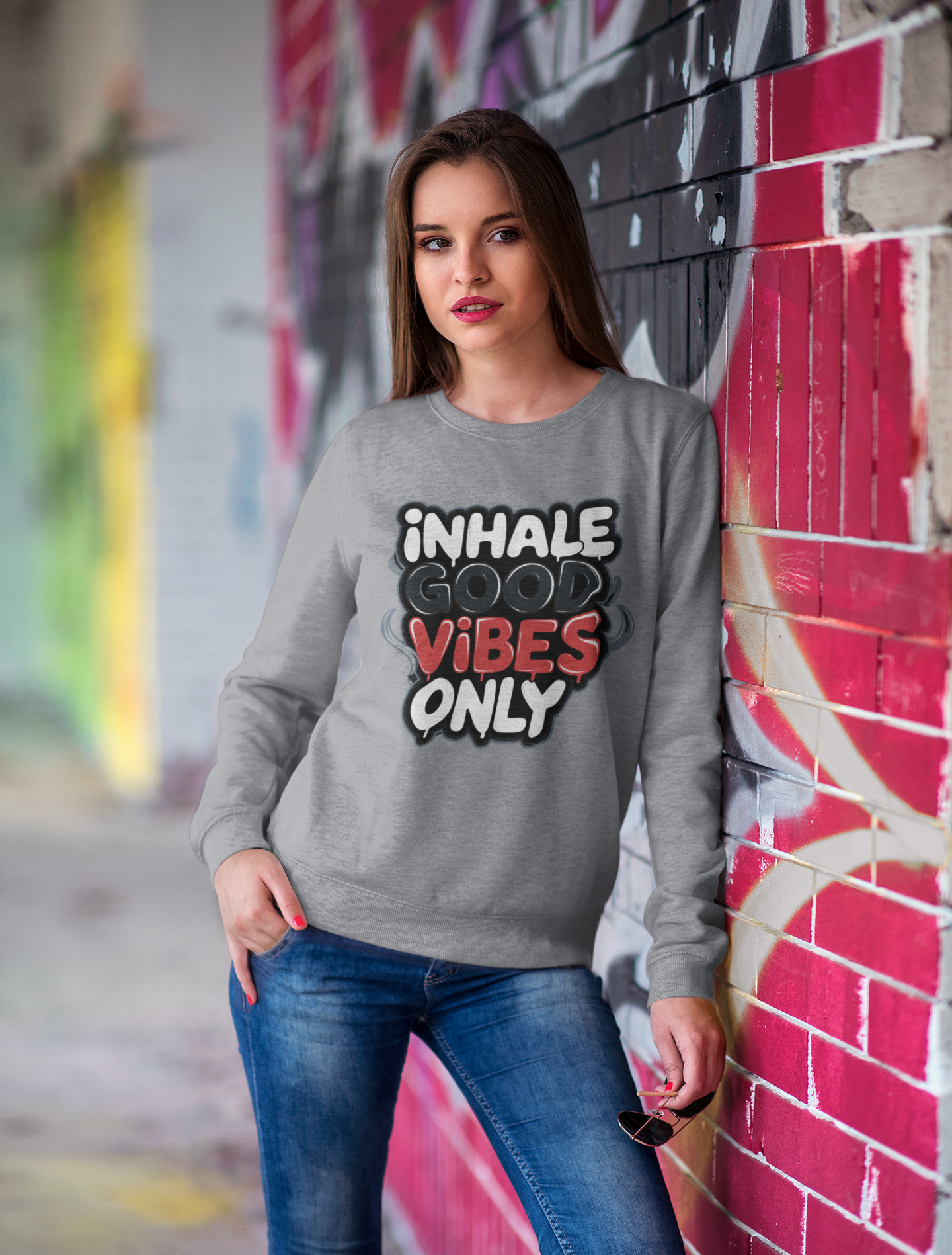 Inhale Good Vibes Only - New Year Crewneck Sweatshirt