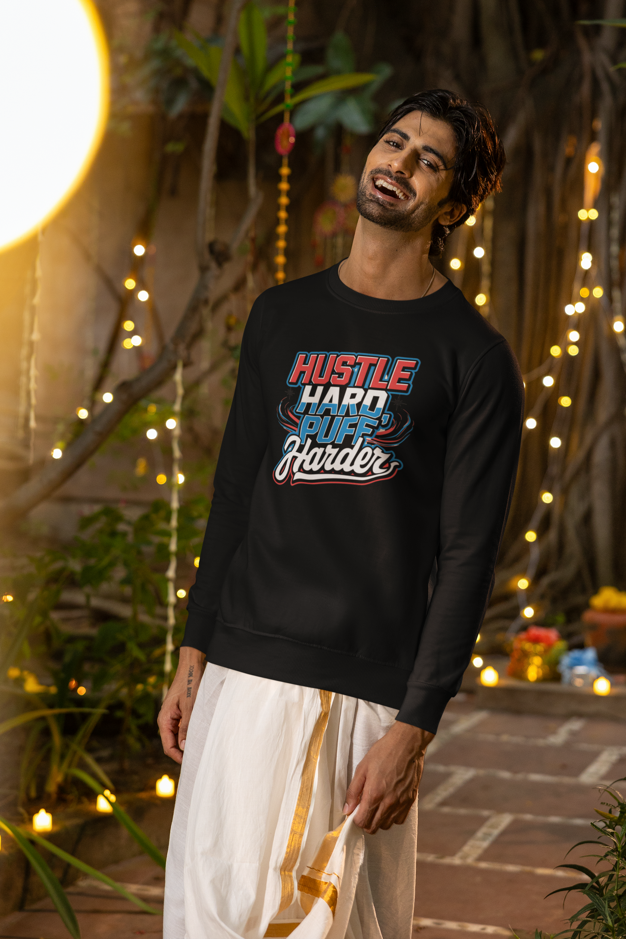 Hustle Hard Puff Harder - New Year Crewneck Sweatshirt