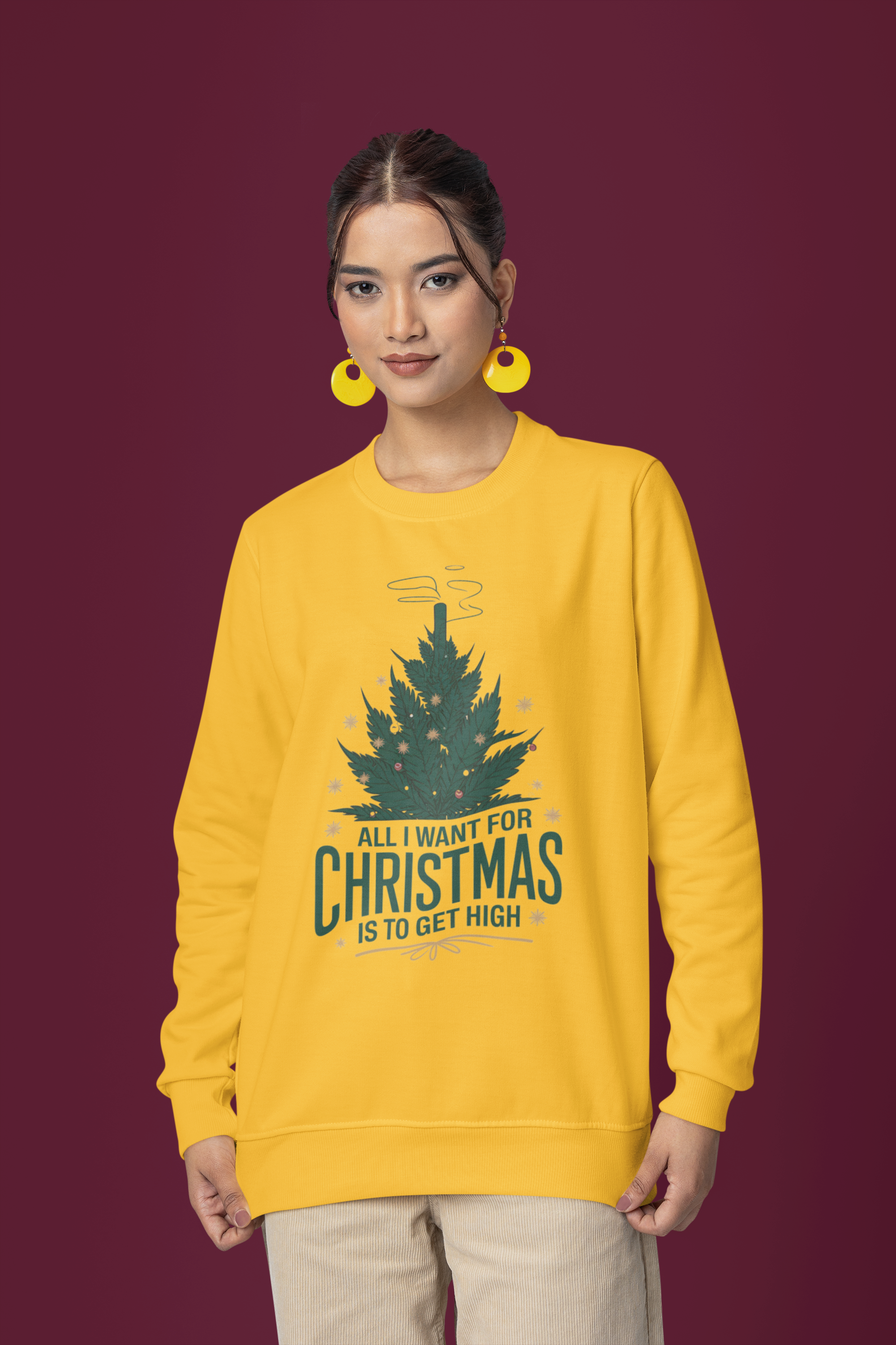 All I Want for Christmas Is to Get High! Christmas Crewneck Sweatshirt