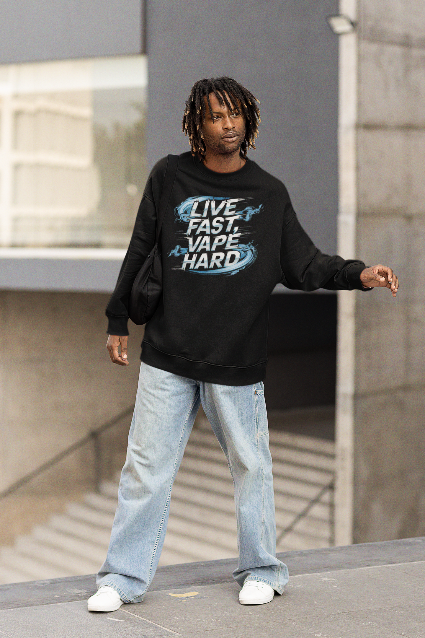 Live Fast, Vape Hard- Casual Graphic Sweatshirt for Adventurers