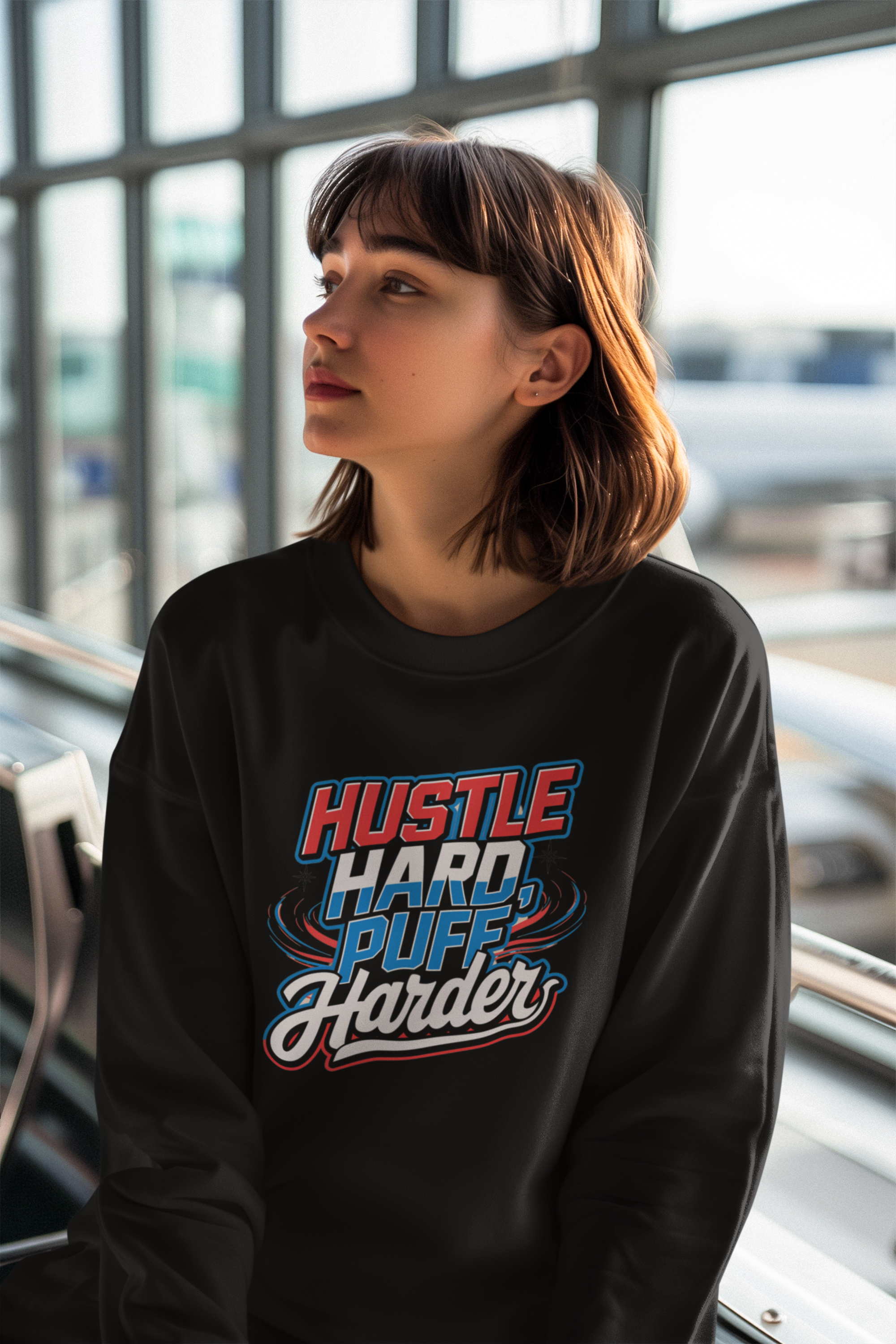 Hustle Hard Puff Harder - New Year Crewneck Sweatshirt