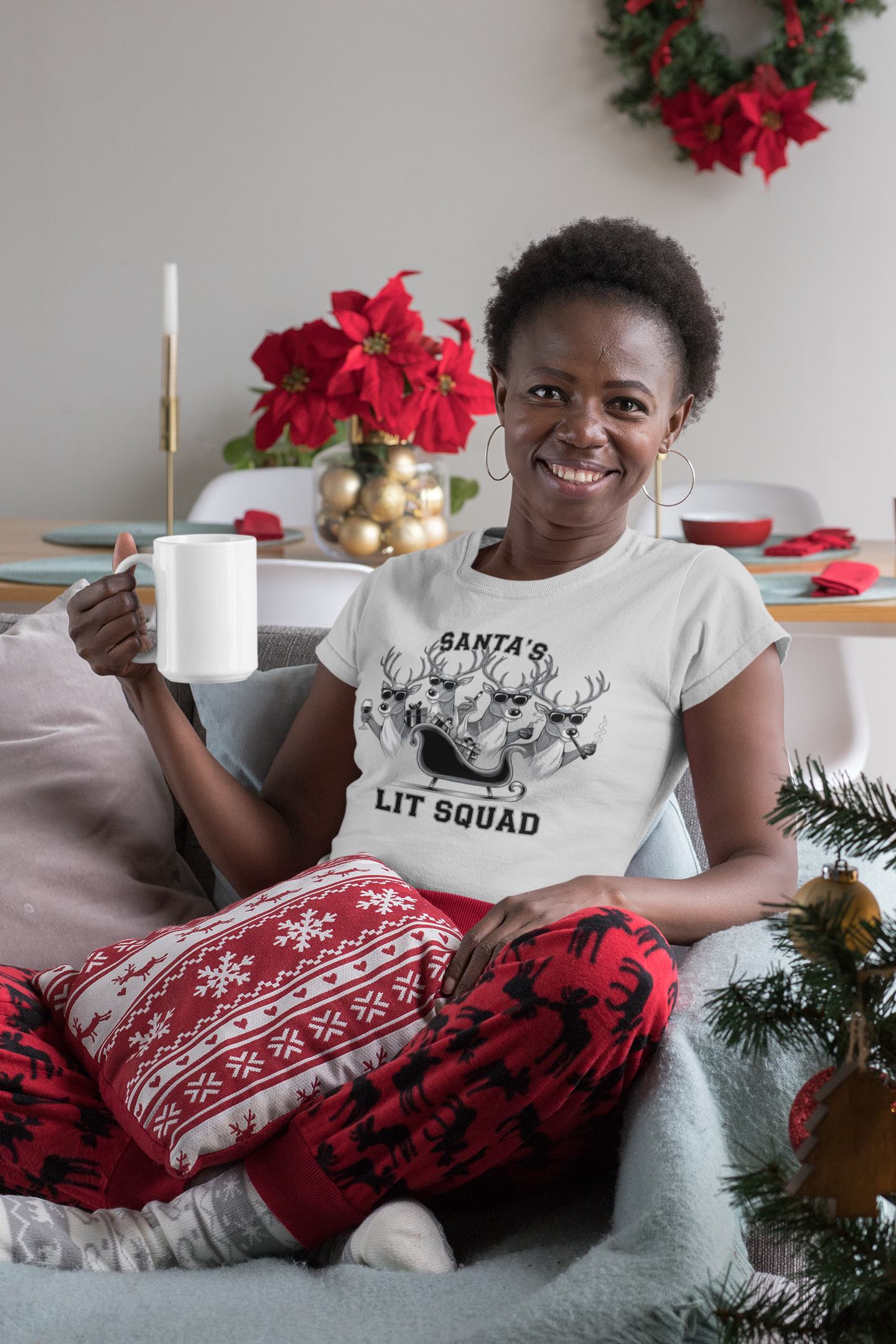 Santa's Lit Squad! Christmas Crewneck T-Shirt