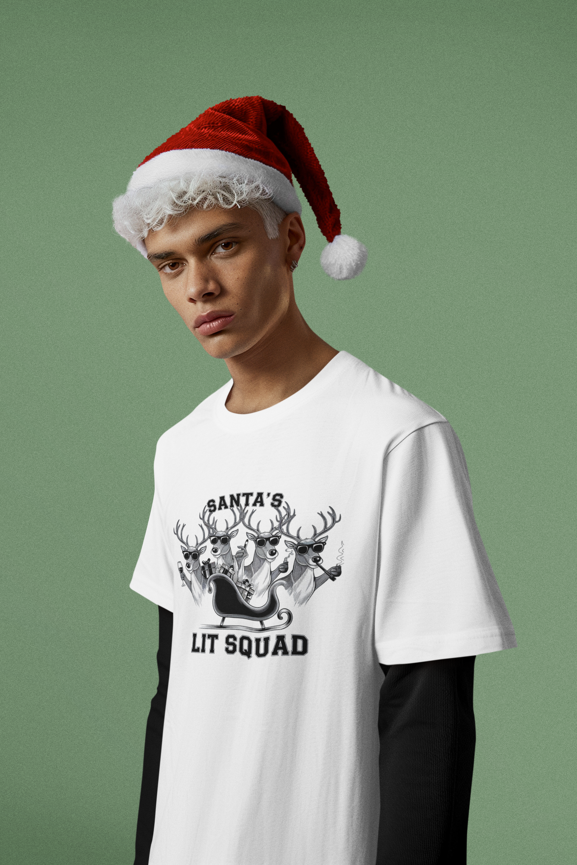 Santa's Lit Squad! Christmas Crewneck T-Shirt